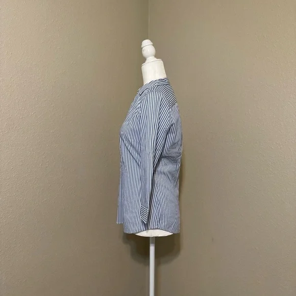 H&M Stripped Long Sleeve Button Down Blouse Size: 8 - Picture 4 of 6